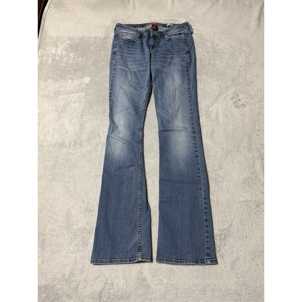 Arizona Jeans Womens 9 Long Blue Mid Rise Bootcut Stretch Denim 28x32